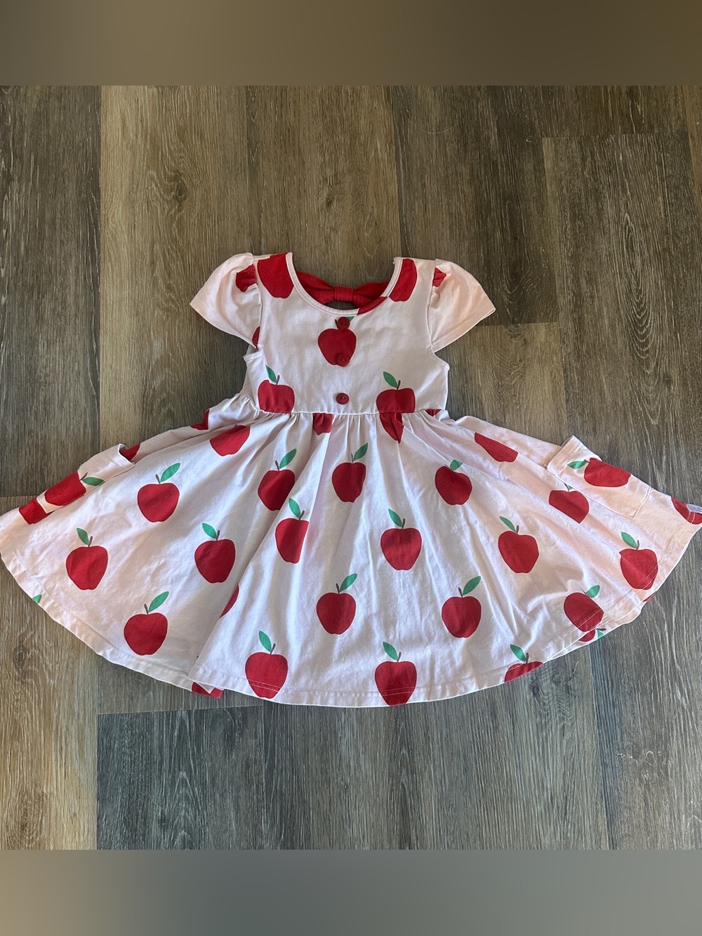 SweetHoney Girls Pink Apple Knit Twirl Dress